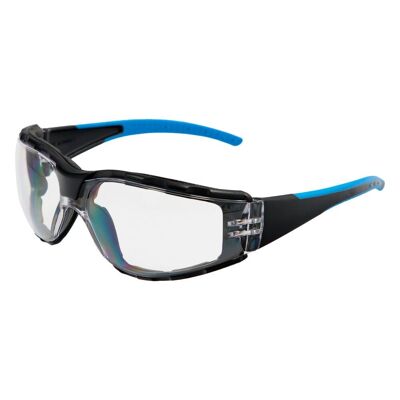 Gepolsterte Schutzbrille, transparente Gläser mit gummierten Bügeln EN/166