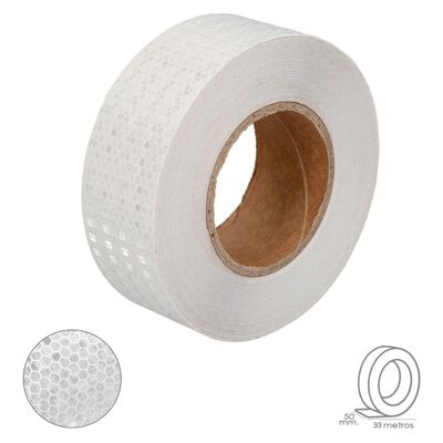 White Reflective Adhesive Tape 50 mm.  x 33 meters.  Domestic use.