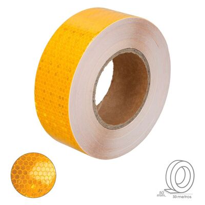 Yellow Reflective Adhesive Tape 50 mm.  x 33 meters.  Domestic use.