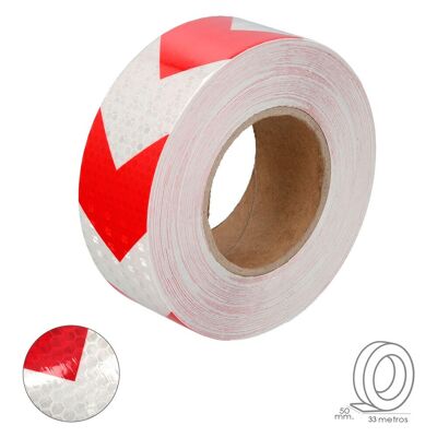 White/Red Reflective Adhesive Tape 50 mm.  x 33 meters.  Domestic use.
