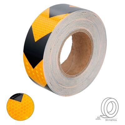 Yellow / Black Reflective Adhesive Tape 50 mm.  x 33 meters.  Domestic use.