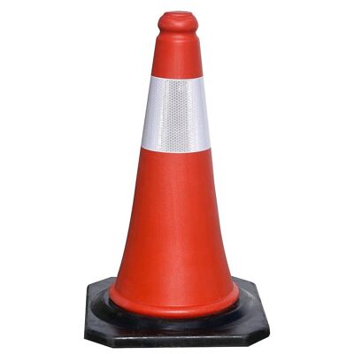 Rubber Base Signaling Cone 75 cm. Reflective