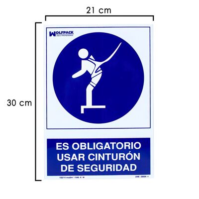 Panneau d'utilisation obligatoire de la ceinture de sécurité 30x21 cm.