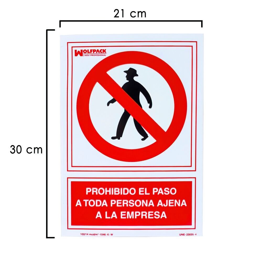 Sign No Trespassing Persons Company 30x21 cm.