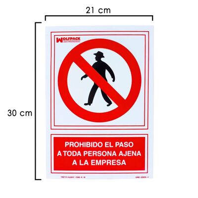 Sign No Trespassing Persons Company 30x21 cm.