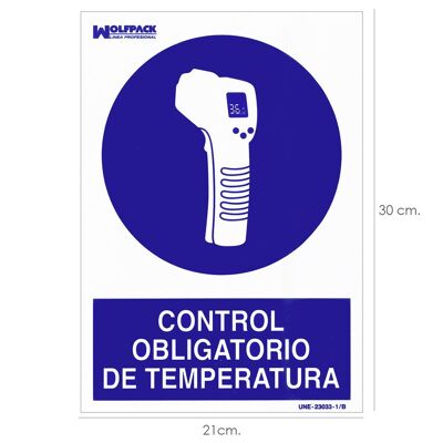 Poster zur obligatorischen Temperaturkontrolle, 30 x 21 cm.