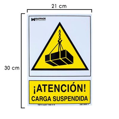 Affiche de danger de charge suspendue 30x21 cm.