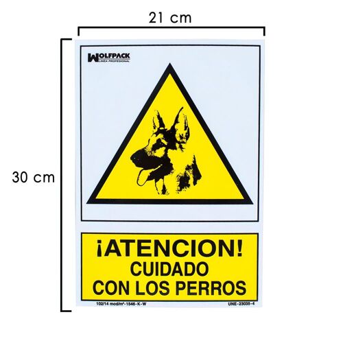 Cartel Cuidado Con Los Perros 30x21 cm.