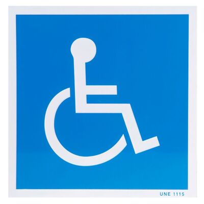 Behindertenplakat Blau weiß 21x21 cm.