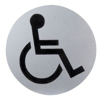 Cartello per bagno disabili in alluminio "12 cm.