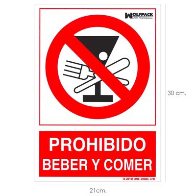 Prohibited Drinking and Eating Sign 30x21cm.