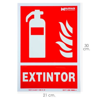 Fluorescent Fire Extinguisher Poster/Sign 30x21 cm.