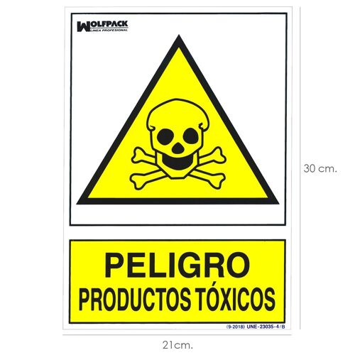 Cartel Peligro Productos Toxicos 30x21cm.