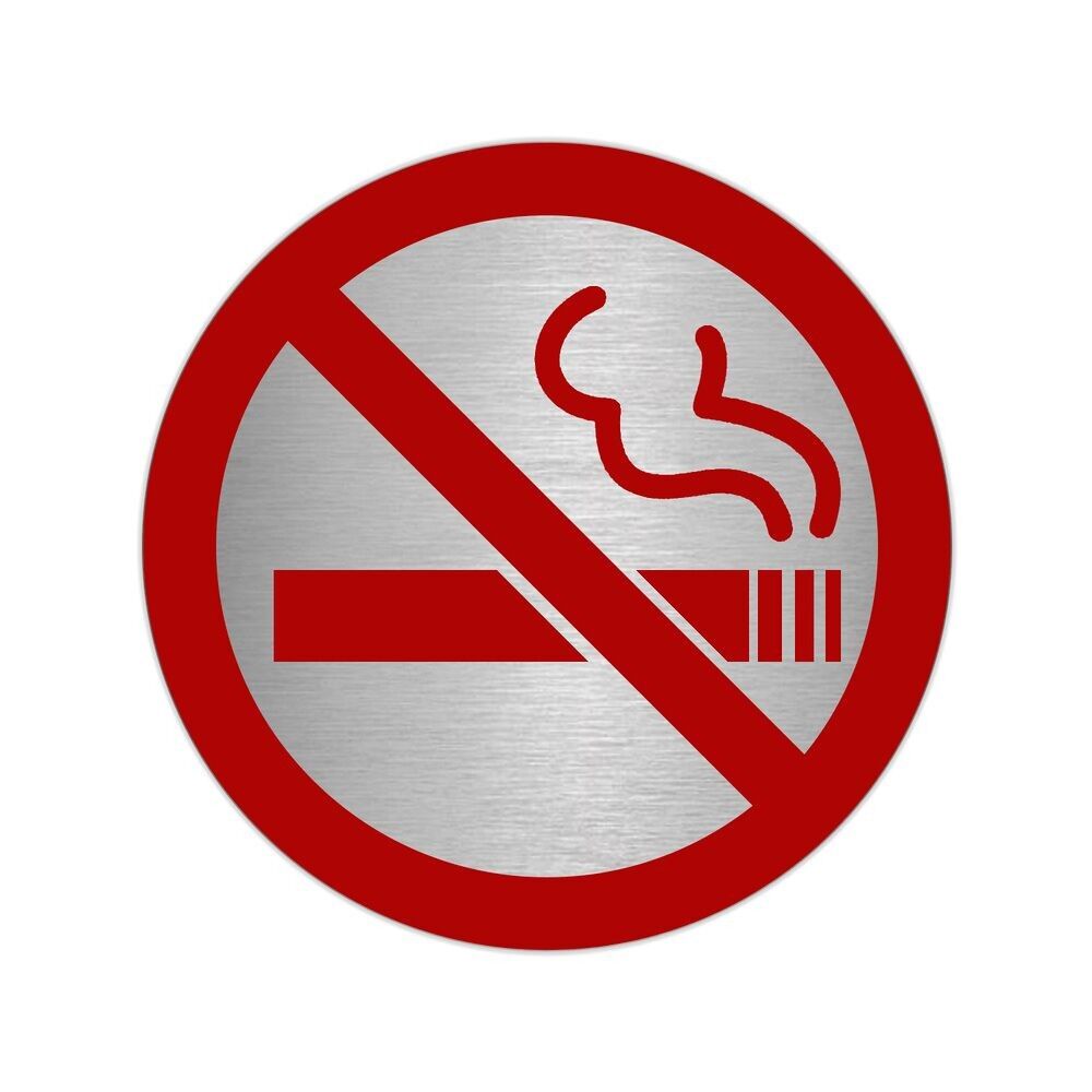 Adhesive Plate "No Smoking" Stainless Steel " 7 cm.