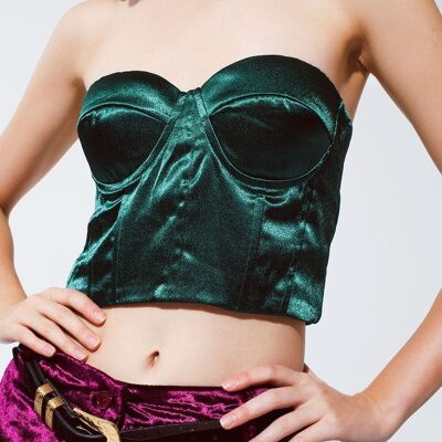 Strapless Corset Style Top In Emerald Green