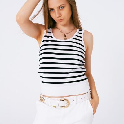 Striped cropped top in navy and white