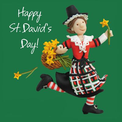 Happy St Davids Day Karte - Welsh Lady