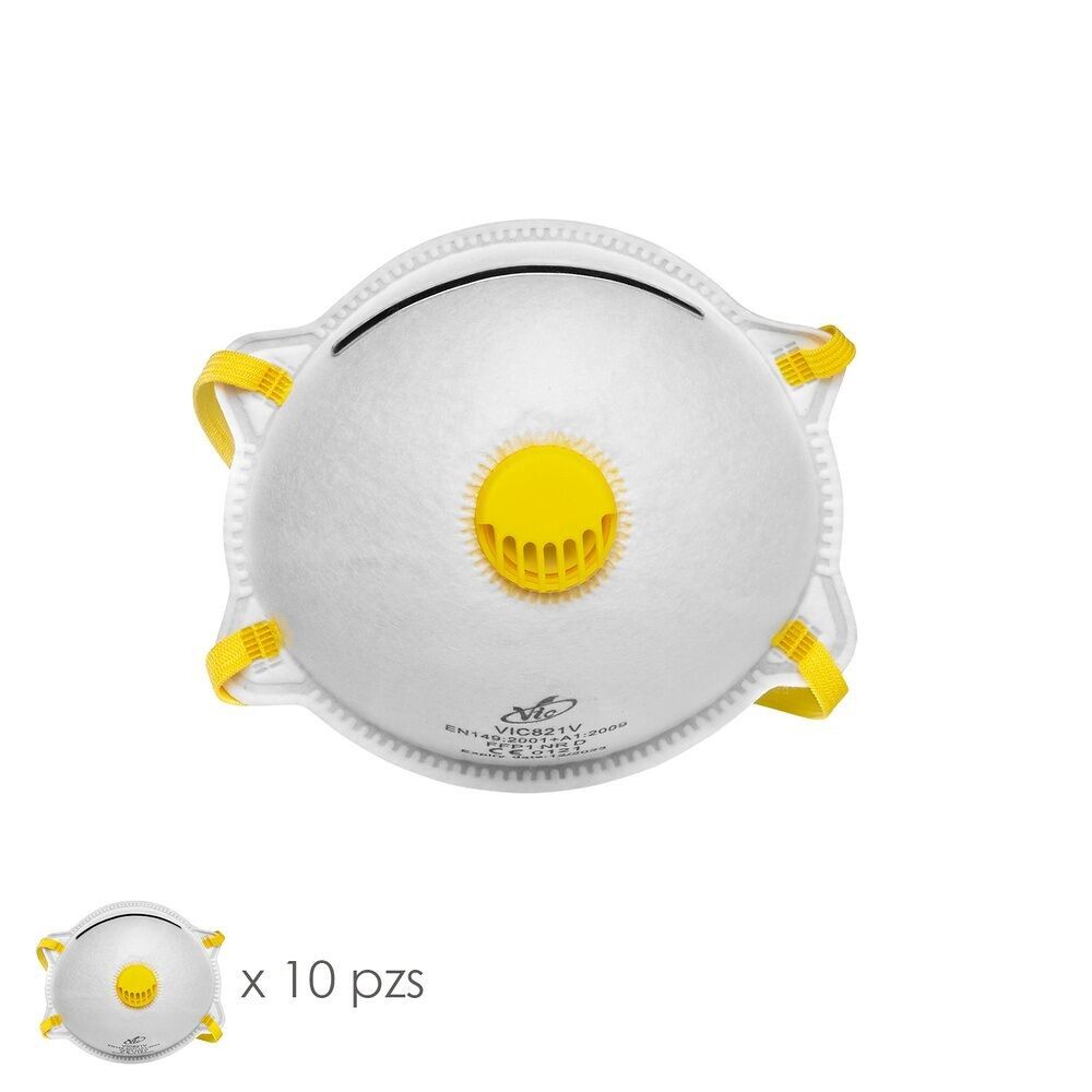 Starre FFP1-Atemschutzmaske mit Ventil (10 Stück), einzeln verpackt