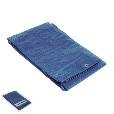 Reinforced Waterproof Tarpaulin 3 x 4 meters (Approximately) with Metal Eyelets, Durable Protective Tarpaulin, Blue Color.