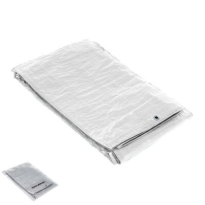 Reinforced Waterproof Tarpaulin 3x4 meters (Approximately) With Metal Eyelets, Durable Protective Tarpaulin, White Color.