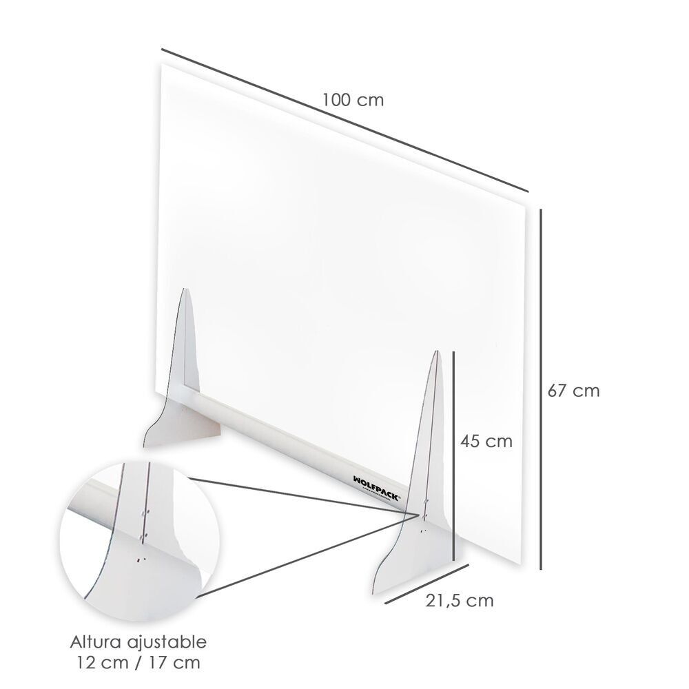 Schermo Protettivo da Banco in Metacrilato Trasparente Spessore 3 mm.  2 piedi.  Misura 67x100 cm.