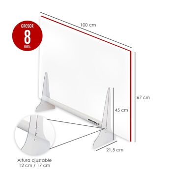 Écran de protection de table en méthacrylate transparent 8 mm. 67x100cm