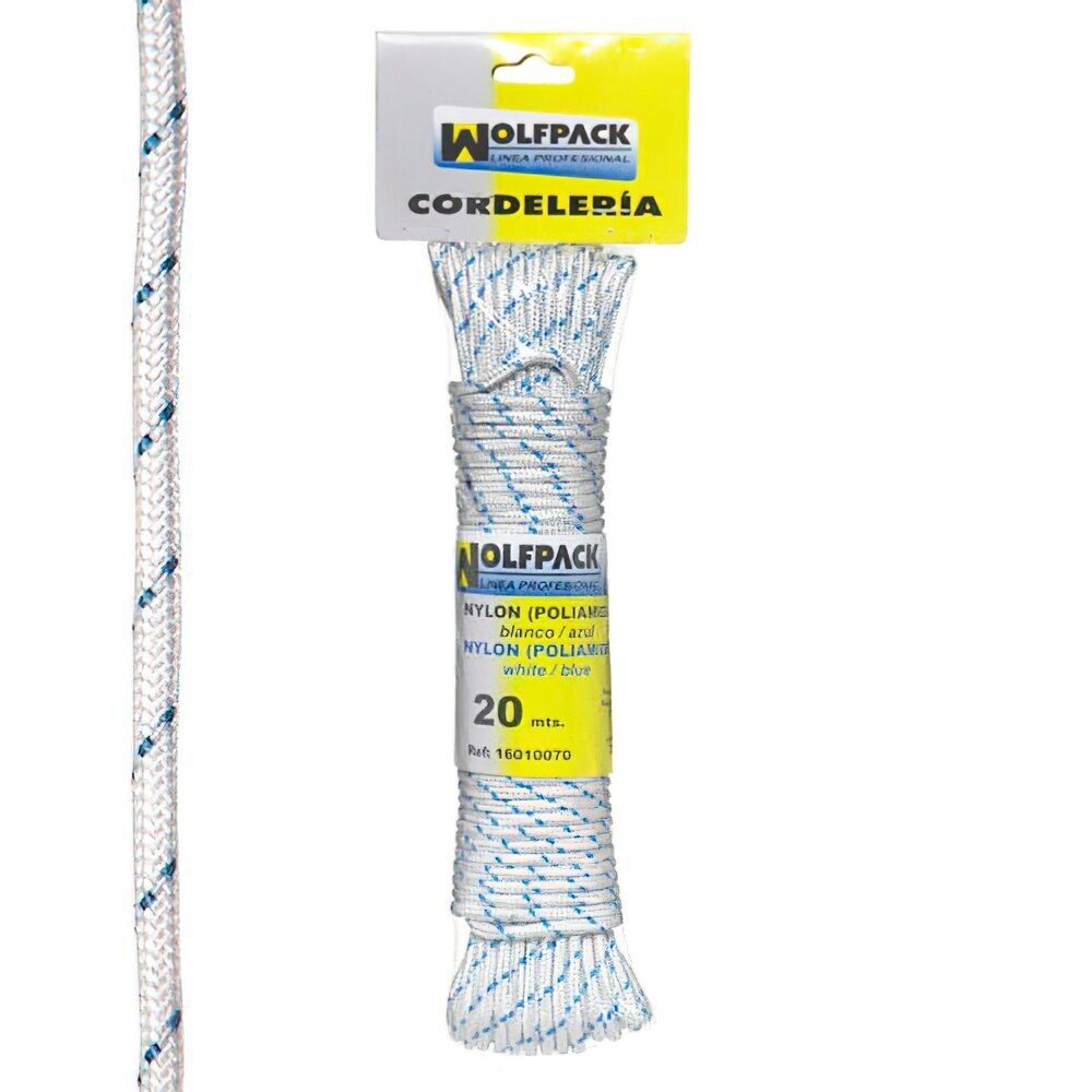 Corde Nylon Haute Ténacité Blanc / Bleu (Écheveau 20 m.) 