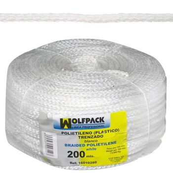 Corde tressée en plastique blanc (bobine de 200 m.) 