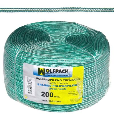 White / Green Polypropylene Braided Rope (200 m coil.) 