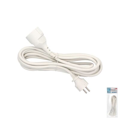 Electric Cable Extension 5 meters.  Extension cord 16 A.  3500W  Sucko Connection 3 Poles + Earth. White color
