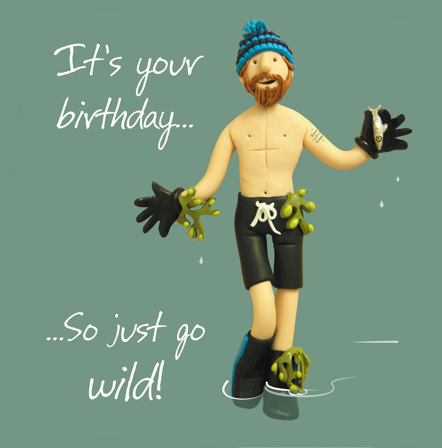 Biglietto d'auguri maschio nuoto selvaggio