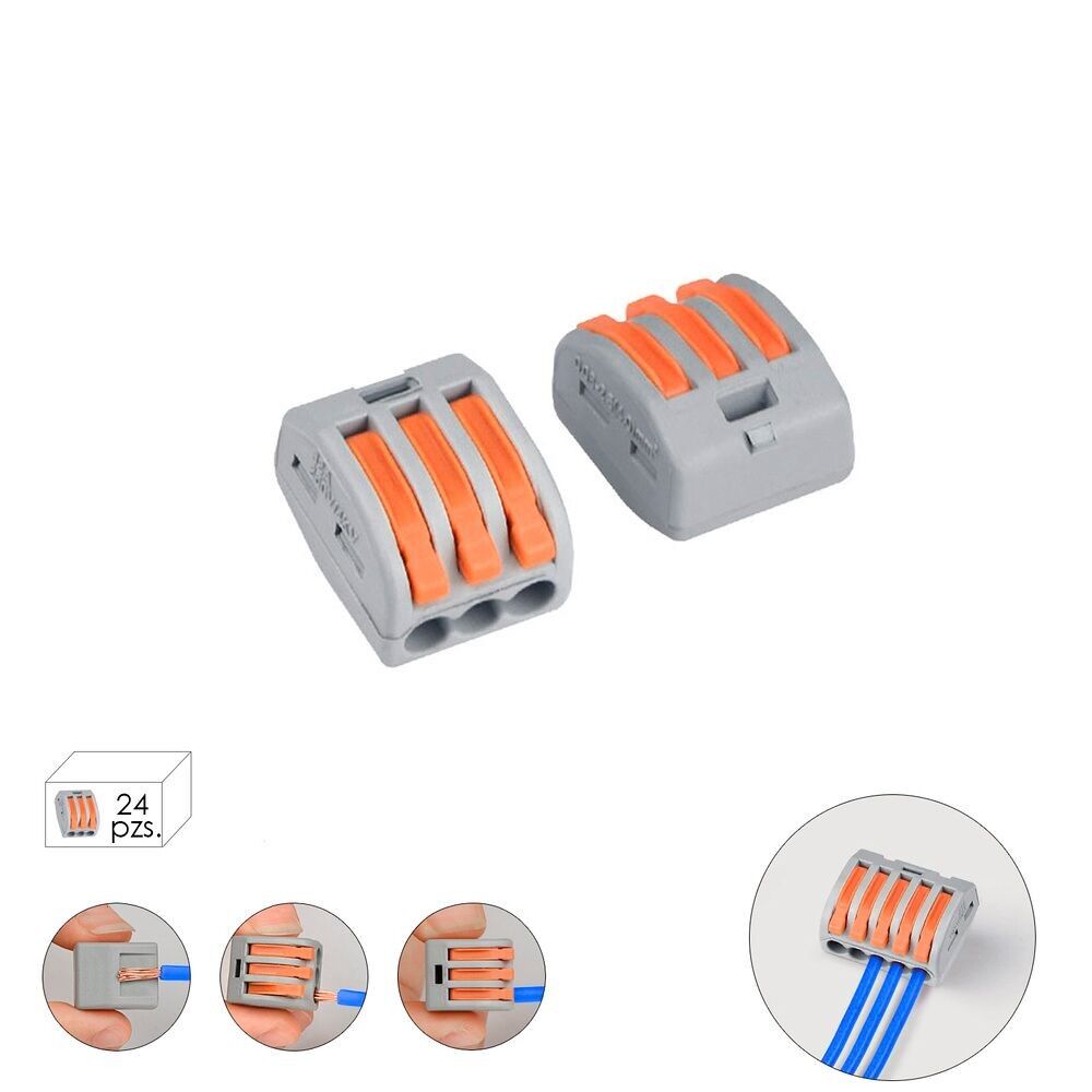 Quick Connection Strip, 3-pole Electrical Connection, 4mm", 24 units.