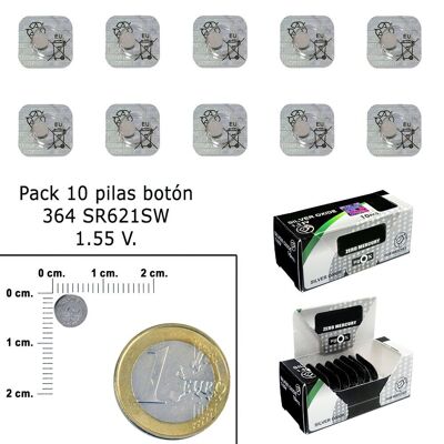 Silver Oxide Button Battery 364 / SR621SW (Box 10 Batteries)