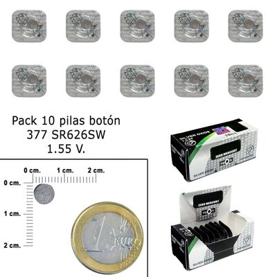 Silver Oxide Button Battery 377 / SR626SW (Box 10 Batteries)