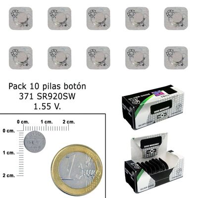 Silver Oxide Button Battery 371 / SR920SW (Box 10 Batteries)