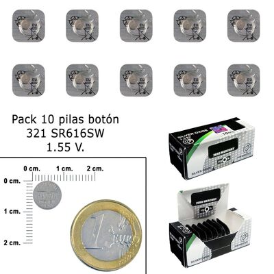 Silver Oxide Button Battery 321 / SR616SW (Box 10 Batteries)