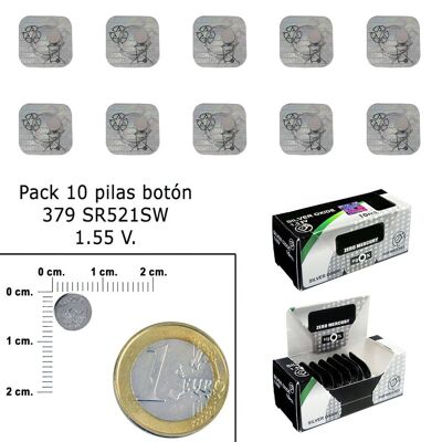 Silver Oxide Button Battery 379 / SR521SW (Box 10 Batteries)