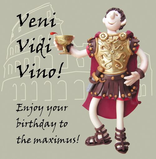 Veni Vidi Vino Roman historical birthday card