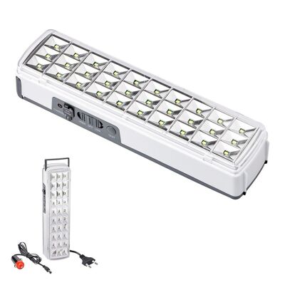 LED-Taschenlampe / Notfalllampe mit Stecker / wiederaufladbar (1.200 mAh) 150 Lumen mit Griff und Autoladegerät