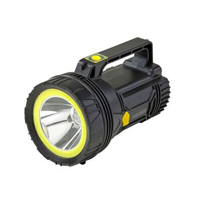 Multifunction Handheld LED Flashlight with Handle, Rechargeable Lithium Battery (4.000 mAh) 400 Lumens. 2 Lighting Modes