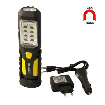 Rechargeable Multifunction LED Flashlight (1.200 mAh) 200 Lumens With Magnet, Hook and 180º Adjustable Support