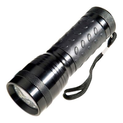 Handliche LED-Taschenlampe aus Aluminium, batteriebetrieben (3 AAA), 55 Lumen, 14 LEDs, gummierter Griff