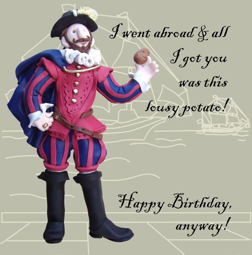 Lousy Potato Raleigh historical birthday card