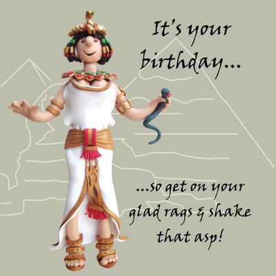 Cleopatra ¡Sacude ese áspid! tarjeta de cumpleaños histórica