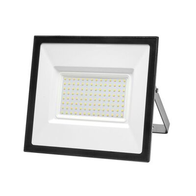 Flacher LED-Strahler mit einer Leistung von 100 Watt. 8000 Lumen. Weißes Licht 4000º K IP65-Schutz. Aluminiumgehäuse. Außen-/Innenstrahler