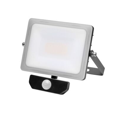 30 Watt Flat Led Spotlight. White Light 4000º K IP 65 2400 Lumens With Presence Sensor