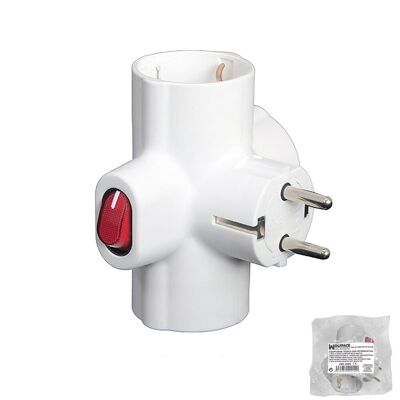 Adapter / Thief Triple Schuko 16 A 250v With Switch