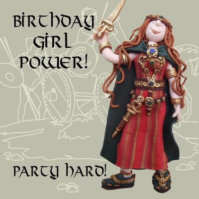 Birthday Girl Power Boudicaa tarjeta de cumpleaños histórica