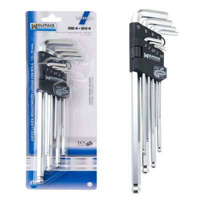Long Allen Wrench Set 9 Pieces With Ball