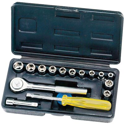 Socket Wrench Set 16 Pieces 1/4